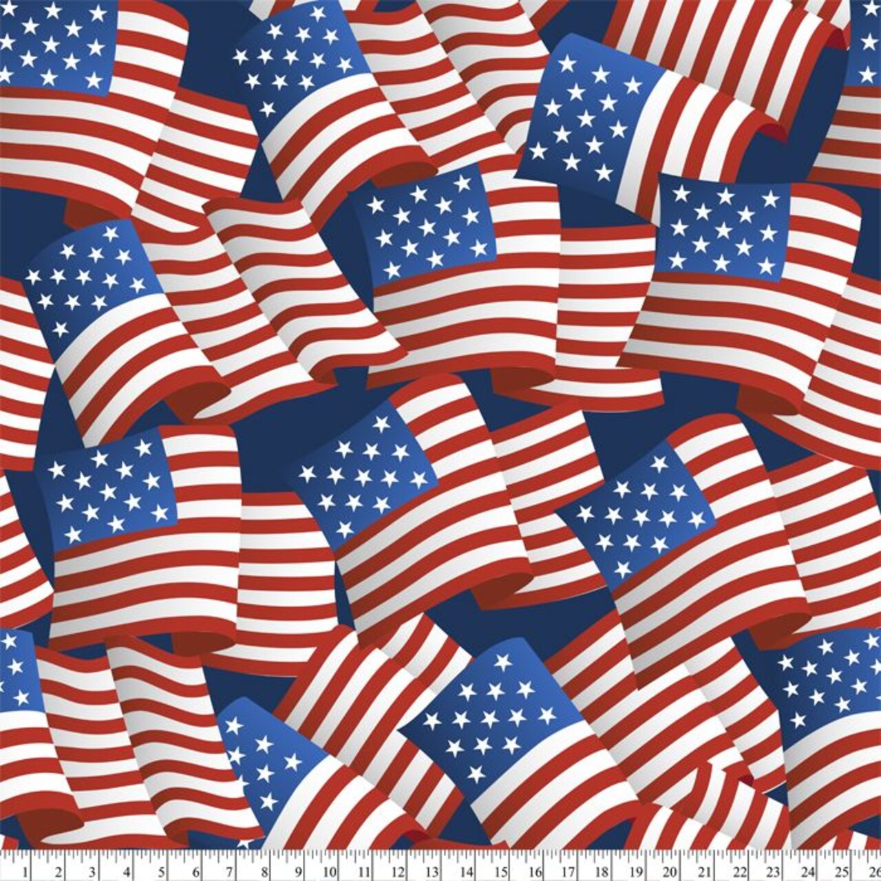 Patriotic American Flags Anti-Pill Premium Fleece Fabric | By The Yard